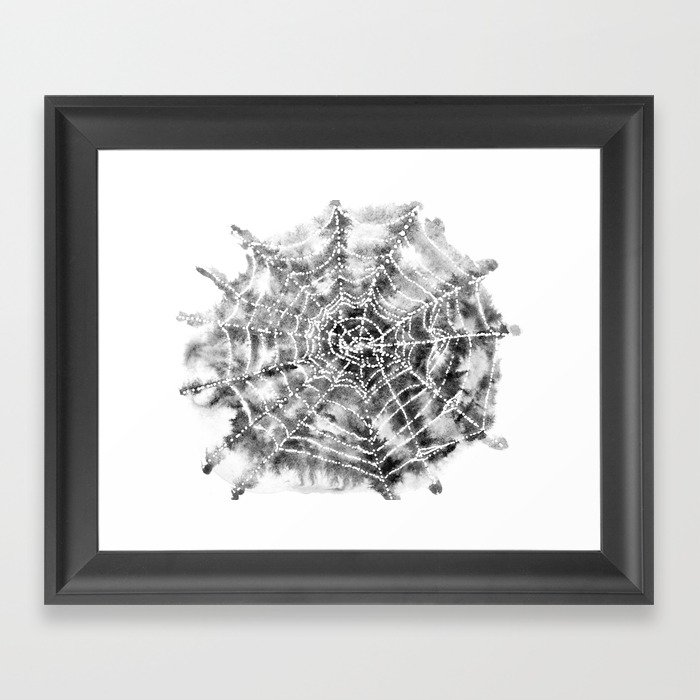 700x700 Watercolor Spider Web Halloween Art Framed Art Print By - Watercolor Spider