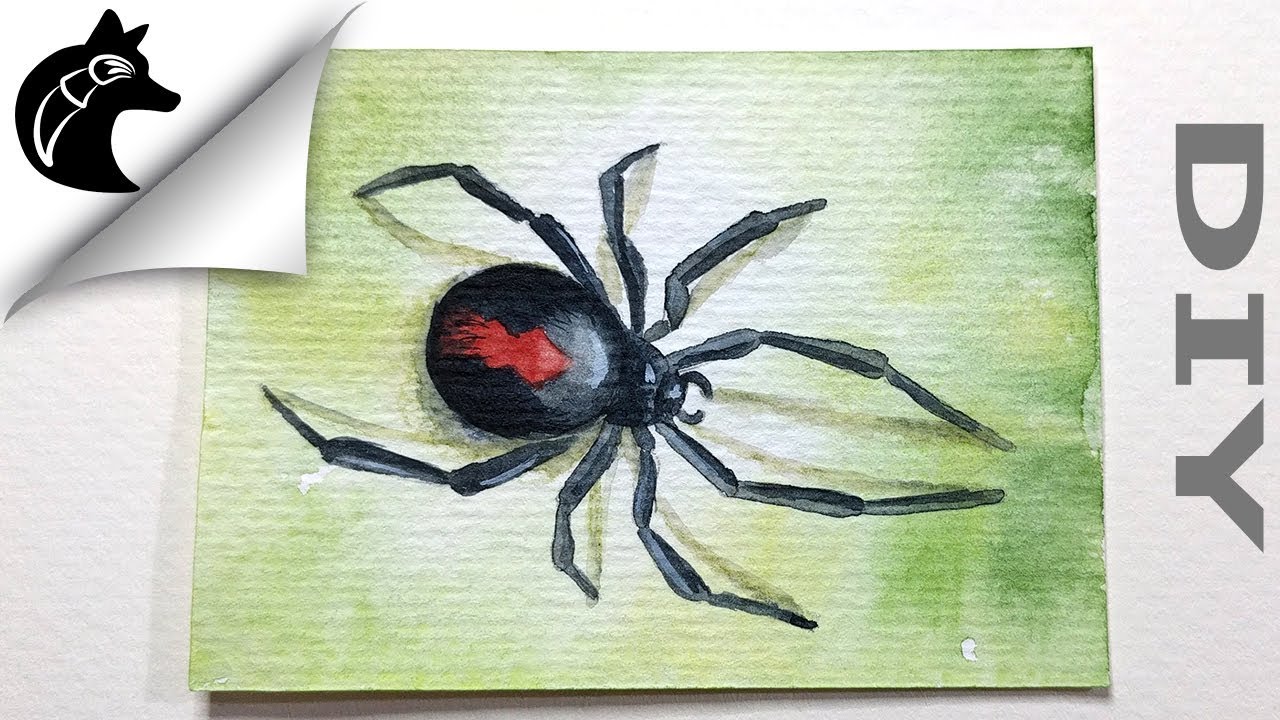 1280x720 How To Paint A Spider Watercolor Tutorial Trading Card - Watercolor Spider