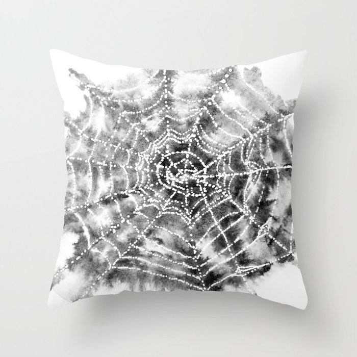 700x700 Watercolor Spider Web Halloween Art Throw Pillow By - Watercolor Spider Web