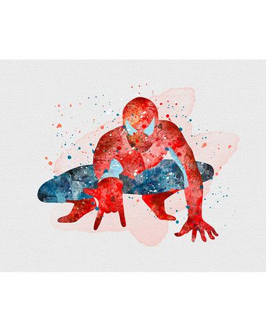 384x480 Spiderman Watercolor Art Print Art Print Illustrations - Watercolor Spiderman