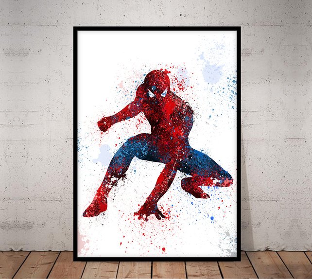 642x574 Spiderman Poster Watercolor Spiderman Superhero Print Etsy - Watercolor Spiderman