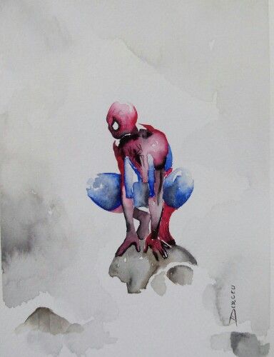 384x500 Spiderman Watercolor Spiderman, Spiderman, Does Whatever A - Watercolor Spiderman