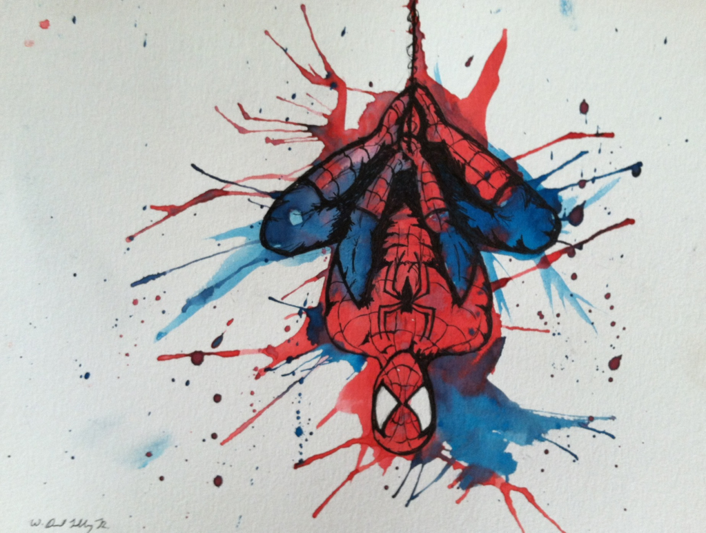 1023x773 Spiderman Watercolor...(Oc) - Watercolor Spiderman