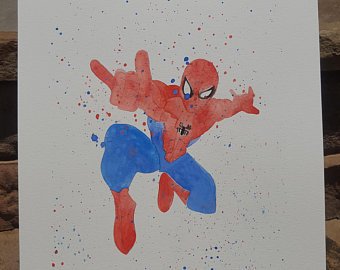 340x270 Watercolor Spiderman Etsy - Watercolor Spiderman