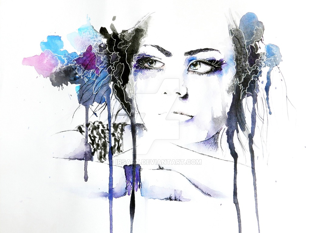 1024x768 Music Splash, Portrait In Watercolor By Irsart - Watercolor Splash Art