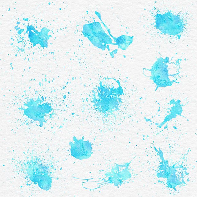 642x642 Splash Art Watercolor Spot With Droplets Smudges Stains Etsy - Watercolor Splash Art