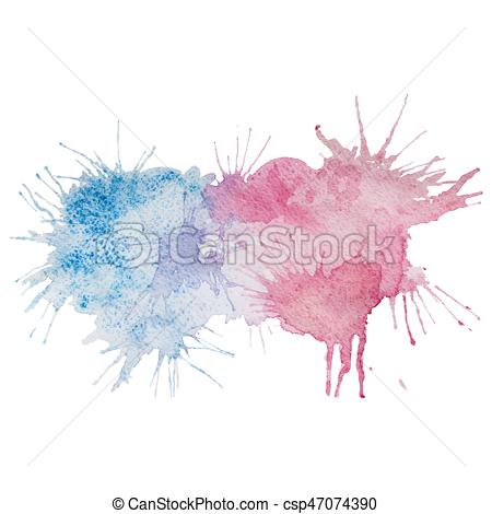 450x470 Vector Pink And Blue Watercolor Splash Stain. Vector Watercolor - Watercolor Splash Art