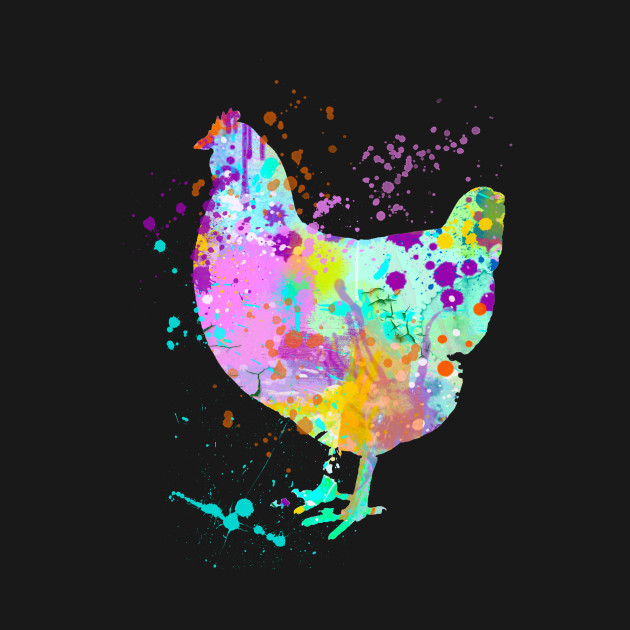 630x630 Chicken Watercolor Splash Art Love Chickens - Watercolor Splash Art