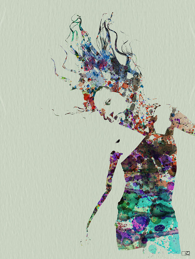 677x900 Dancer Watercolor Splash Painting By Naxart Studio - Watercolor Splash Art