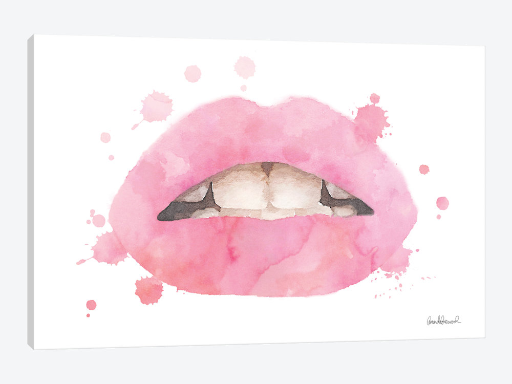 1000x750 Lips Watercolor Splash, Pale Pink Canvas Ar... Amanda Greenwood - Watercolor Splash Pink