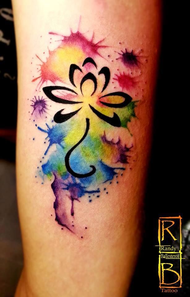 614x960 Watercolor Splash Flower Tattoo Design - Watercolor Splash Tattoo