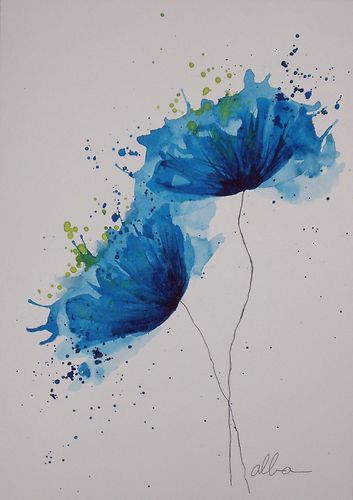 353x500 Watercolor Flowers. I Like The Splatter Technique And The - Watercolor Splash Technique