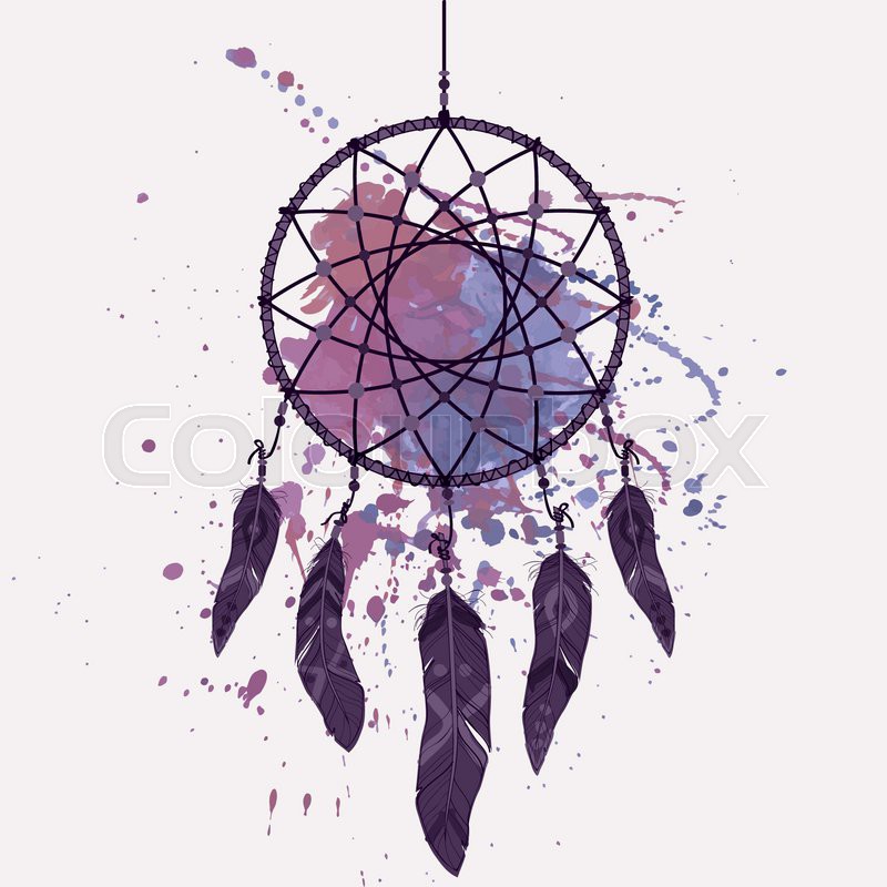 800x800 Vector Illustration Of Dream Catcher With Watercolor Splash - Watercolor Splash Vector