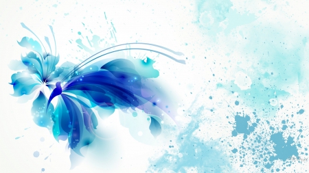 450x253 Blue Lily Explosion - Watercolor Splash Wallpaper