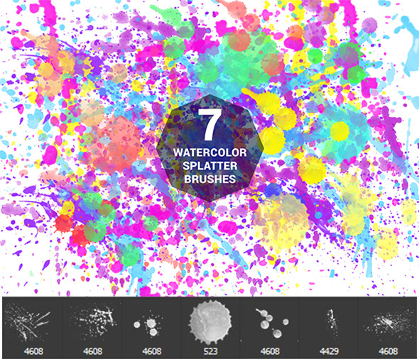 590x506 7 Watercolor Splatter Brushes By Deforip4 Graphicriver - Watercolor Splatter Brushes