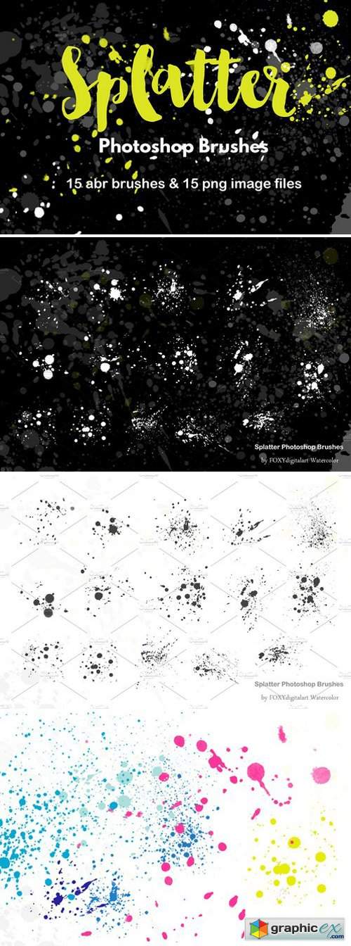 500x1344 Watercolor Splatter Brushes Graffiti Free Download Vector Stock - Watercolor Splatter Brushes
