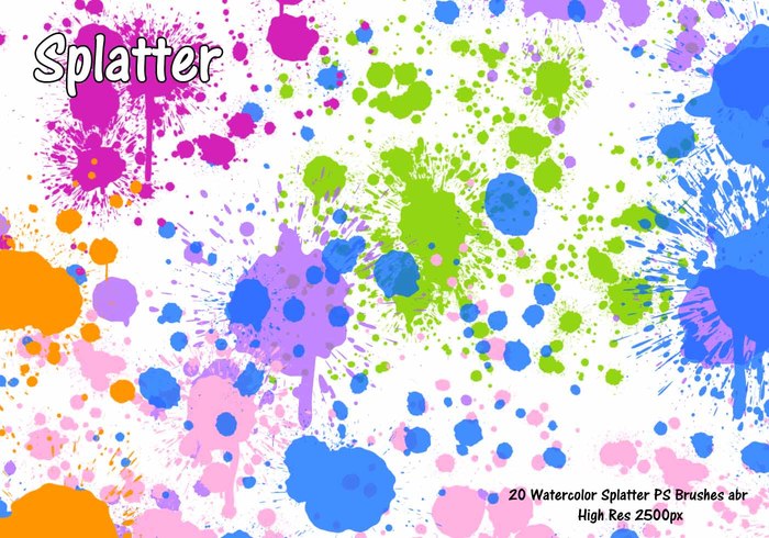 700x490 Watercolor Splatter Ps Brushes Abr - Watercolor Splatter Brushes