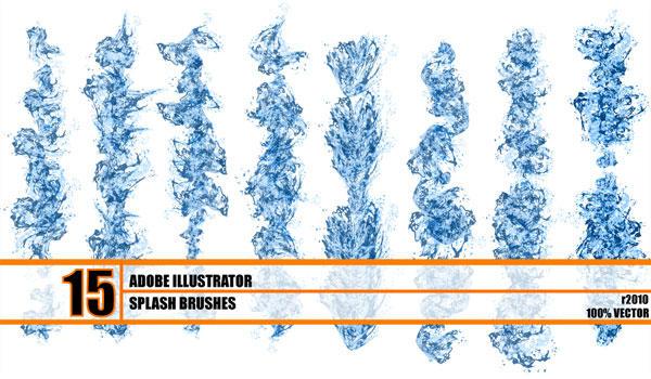 600x350 Hydronix Free Water Splash Brushes Illustrator 123freevectors - Watercolor Splatter Illustrator