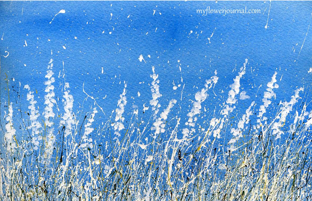 1186x766 Snowy Landscape With Splattered Acrylic Paint - Watercolor Splatter Technique