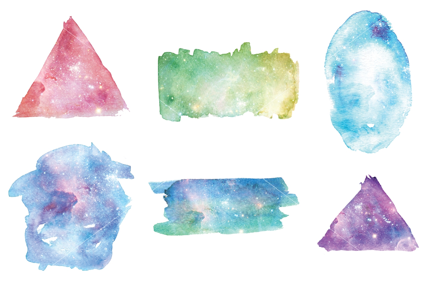 1400x931 Galaxy Watercolor Splotches Amp Shapes By M. By Mprintly - Watercolor Splotches