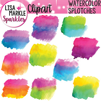 350x350 Rainbow Watercolor Scribble Splotches Clipart Tpt - Watercolor Splotches