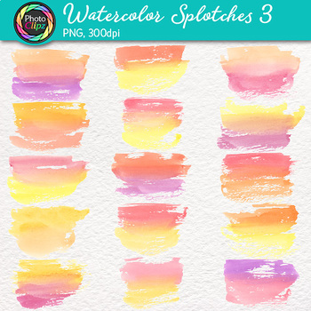 350x350 Watercolor Splotches Clip Art {Hand Painted Watercolor Textures In - Watercolor Splotches