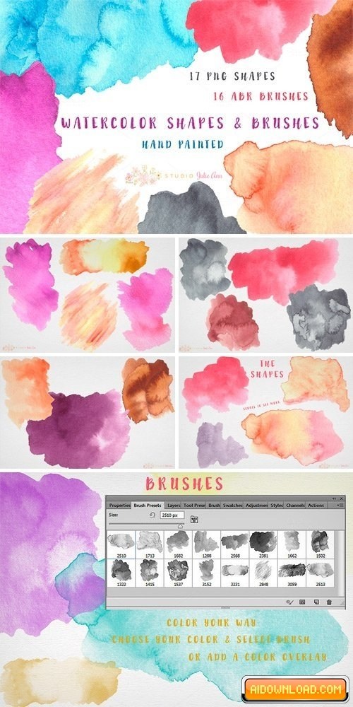 500x1000 Watercolor Splotches Shapes Brushes Free Download Free Graphic - Watercolor Splotches