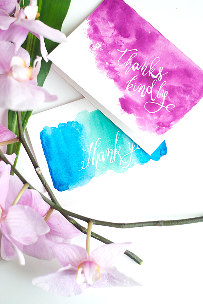 700x1046 Diy Watercolor Thank You Cards Designsponge - Watercolor Sponge