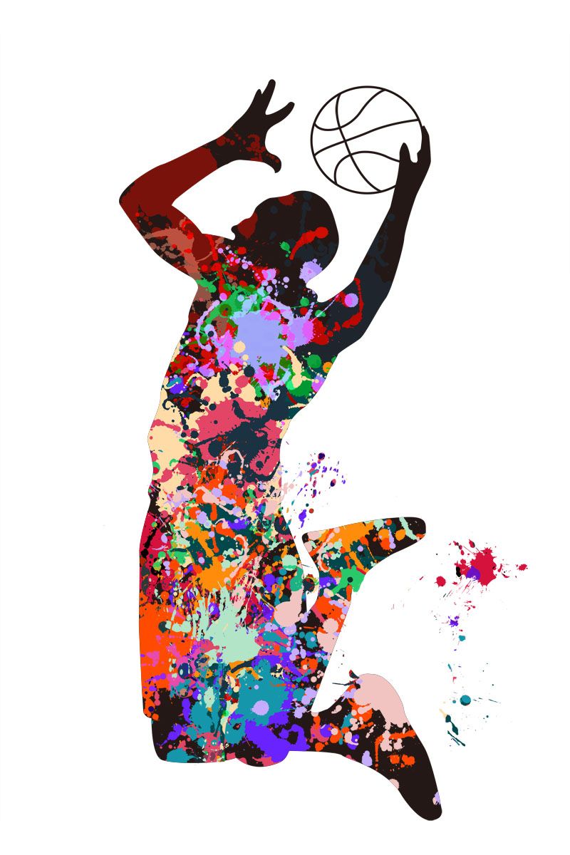 800x1200 Basketball Player Competition Sports Active Watercolor Painting - Watercolor Sports Paintings
