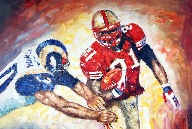 656x439 Football Us Painting High Textured Sport Painting Abstractartwork - Watercolor Sports Paintings