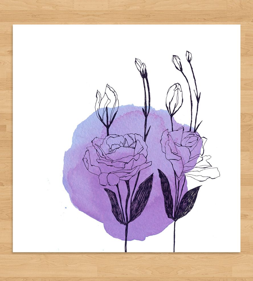 888x986 Lisianthus Watercolor Spot Art Print F L O R A L - Watercolor Spot