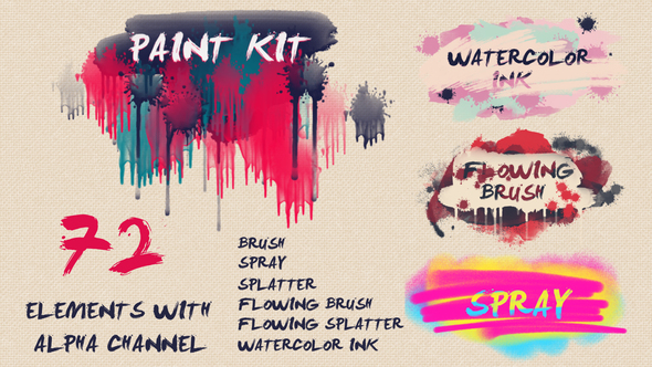 590x332 Paint Kit Watercolor Ink, Brush, Splatter, Spray By Alexanderchapaev - Watercolor Spray