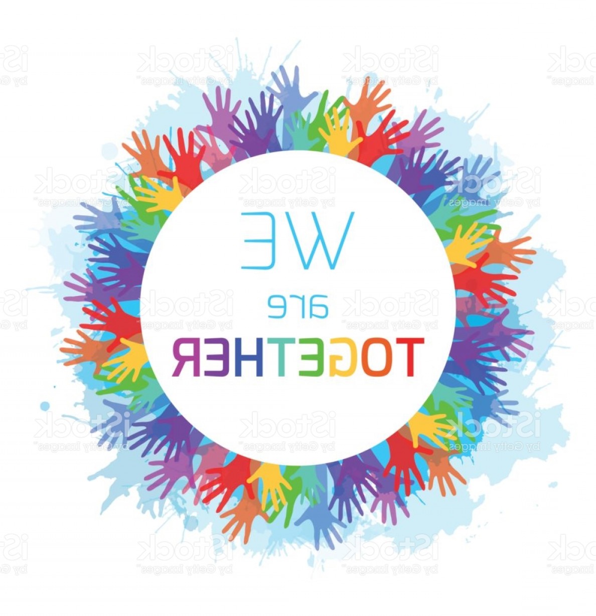 1188x1228 Round Frame With Rainbow Hands And Watercolor Spray Unity And - Watercolor Spray