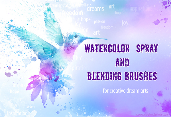 600x413 Watercolor Spray And Blending Photoshop Brushes Free Download - Watercolor Spray