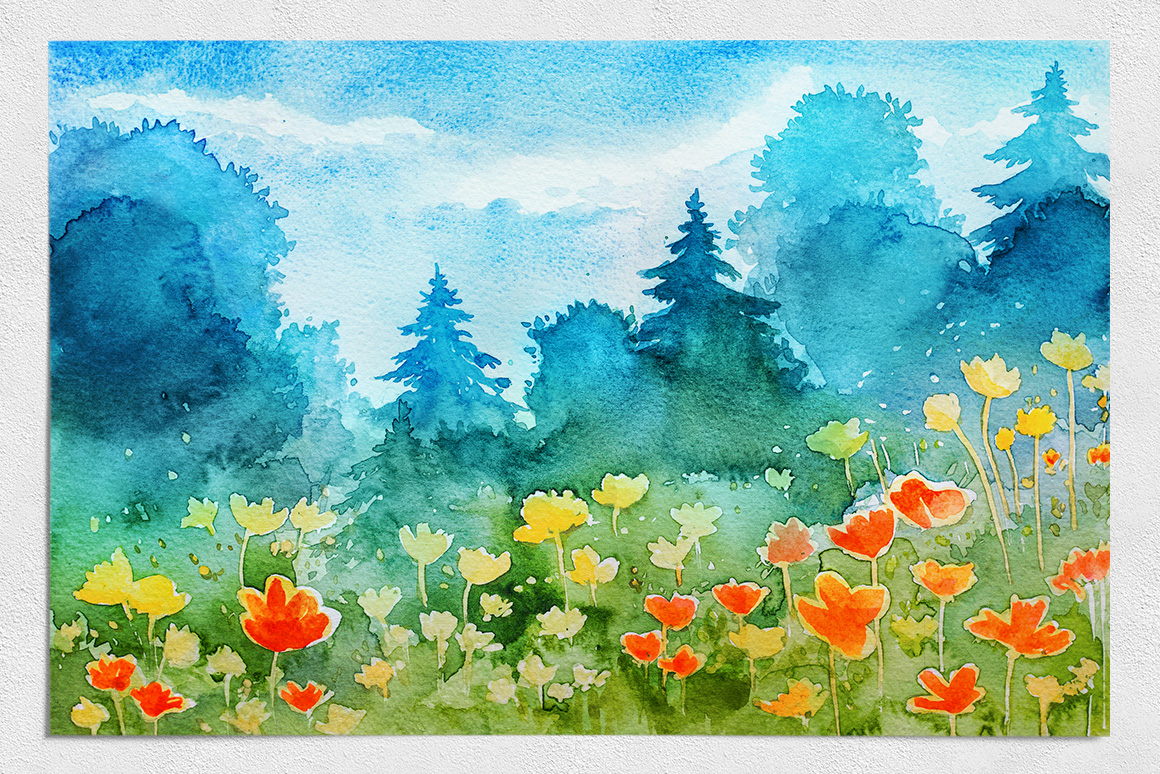 1160x774 Spring Landscapes. Watercolor. By Alex Green - Watercolor Spring
