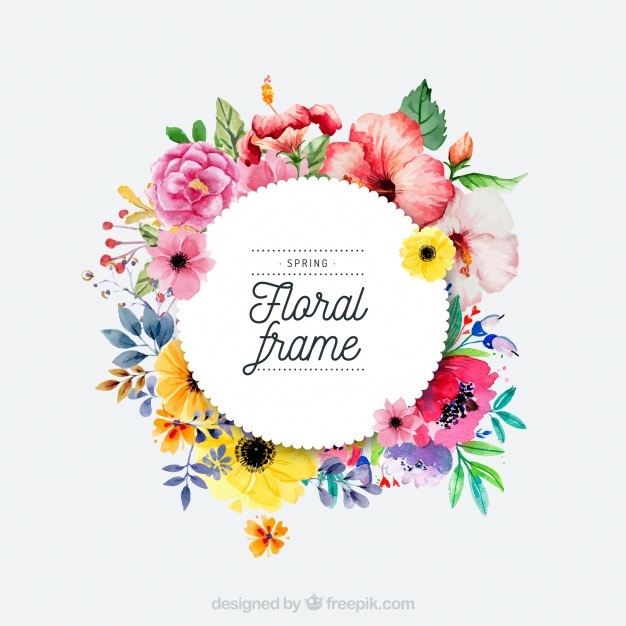 626x626 Watercolor Spring Floral Frame Vector Free Download - Watercolor Spring