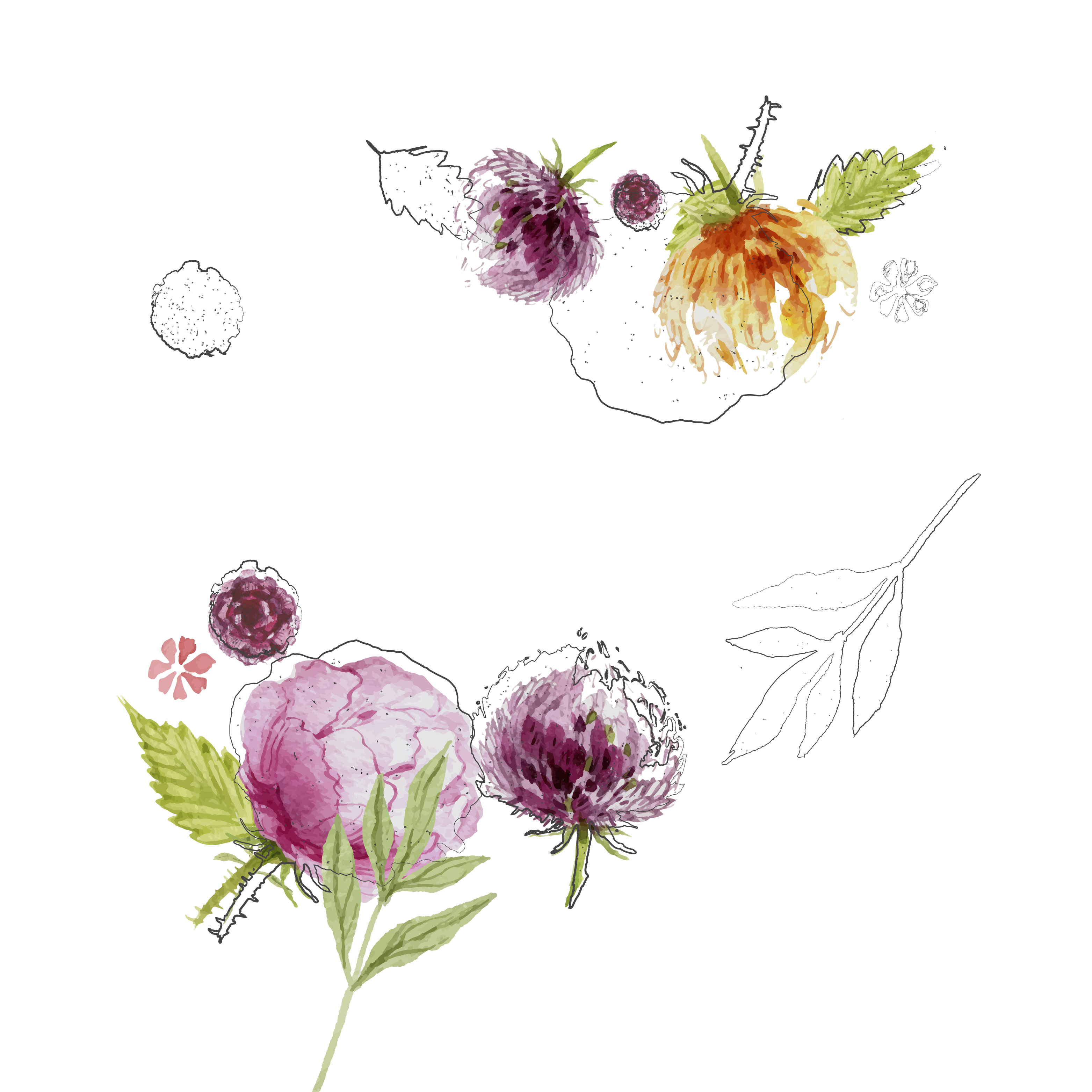 3125x3125 Wedding Invitation Watercolour Flowers Watercolor Painting - Watercolor Spring