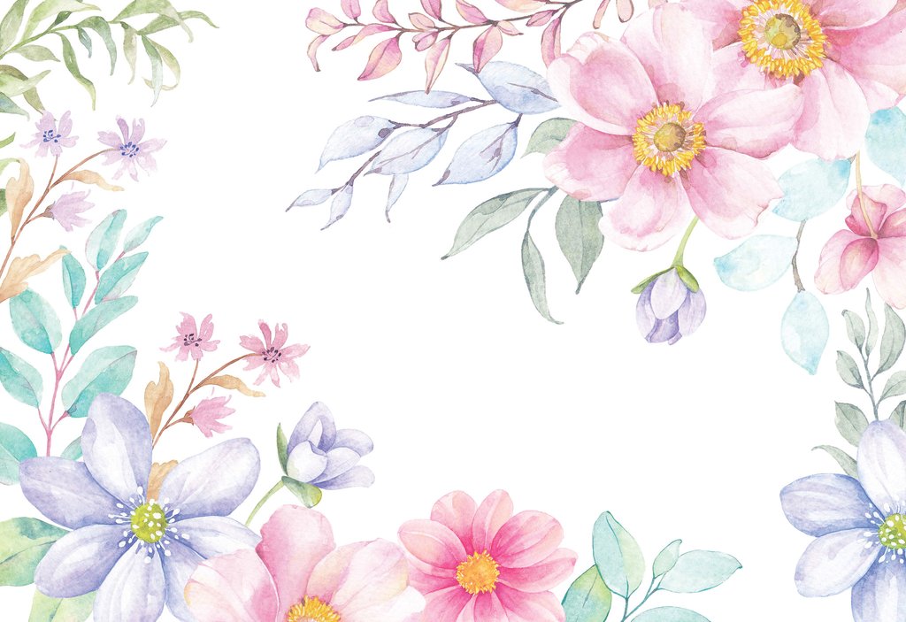 1024x703 Spring Flowers Watercolour Wallpaper Ginger Monkey - Watercolor Spring Flowers