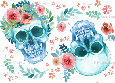 400x289 Sugar Skull Watercolor Spring Flowers Wallpaper - Watercolor Spring Flowers