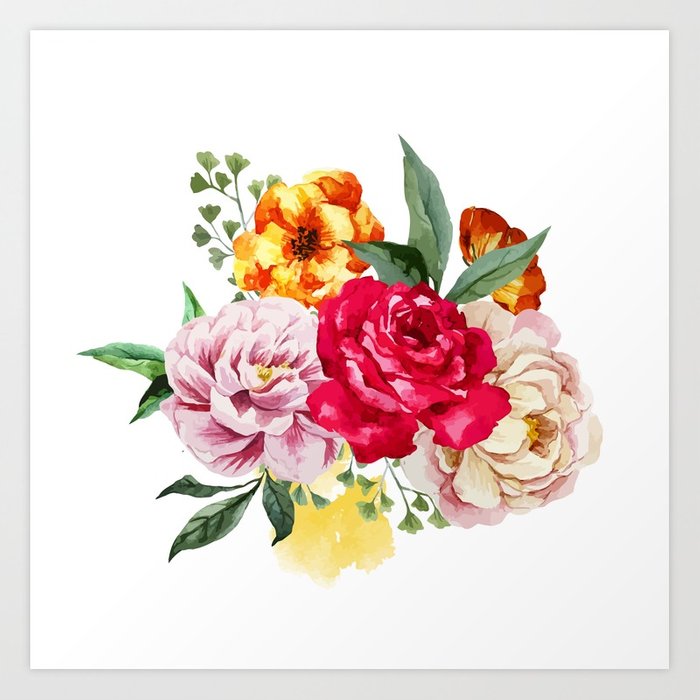 700x700 Watercolor Spring Flowers Art Print By Mesutok Society6 - Watercolor Spring Flowers