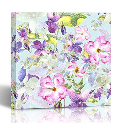 425x425 Emvency Painting Canvas Print Square 12x12 Inches - Watercolor Spring Flowers
