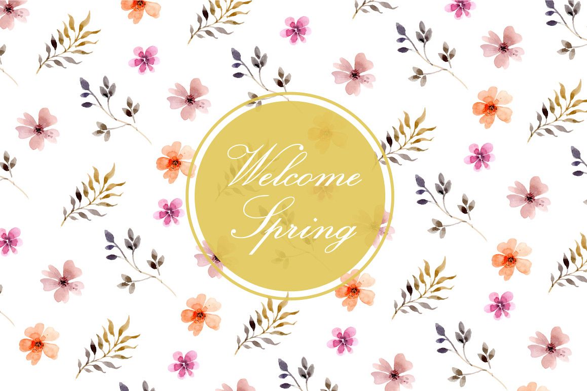 1158x772 Watercolor Spring Flowers Leaves Vector - Watercolor Spring Flowers