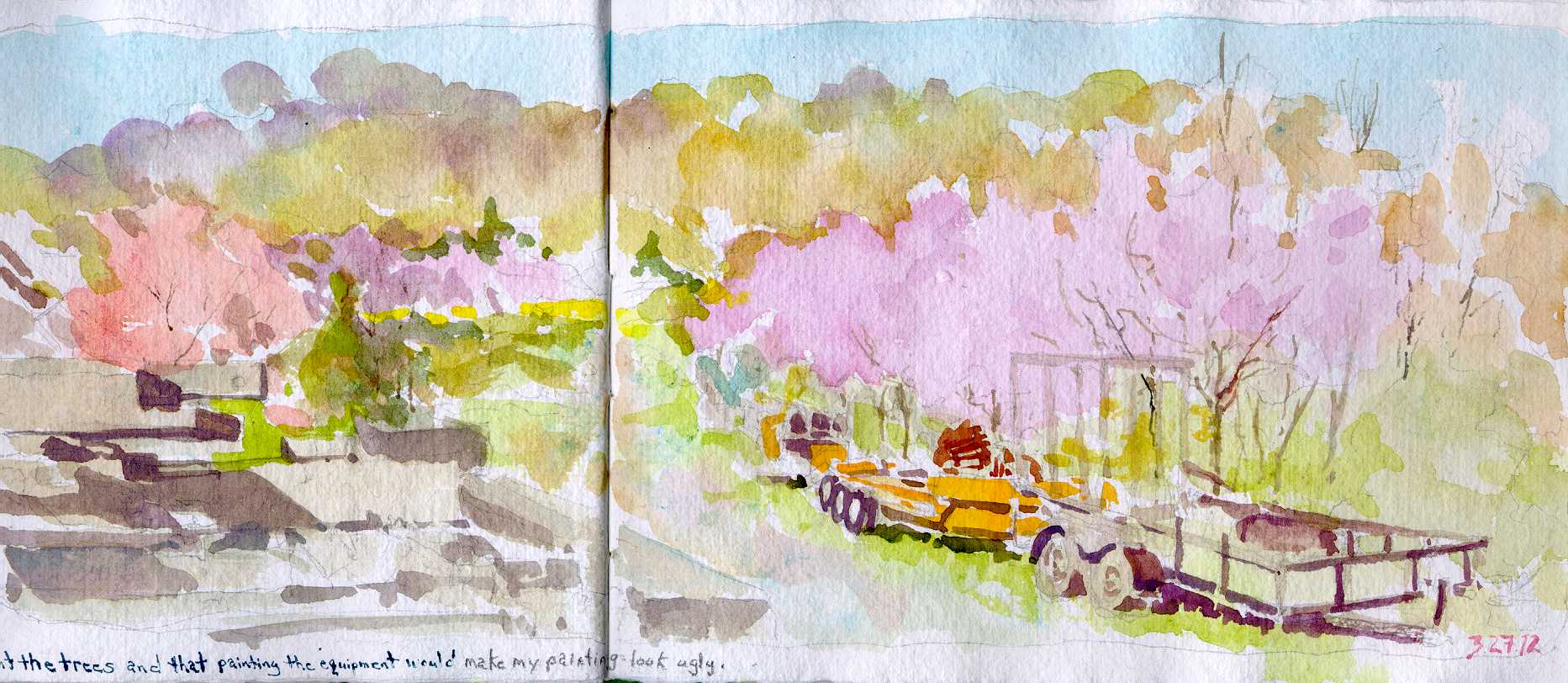 1865x812 Pickle Road Tree Project Spring Landscape Watercolor Sketchbook - Watercolor Spring Landscape