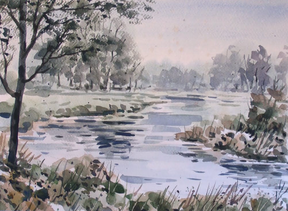 1002x735 Watercolor Landscape Step By Step - Watercolor Spring Landscape