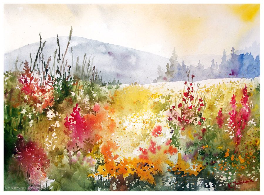 900x666 Akwarelka99 By ~neko Gato Traditional Art Paintings - Watercolor Spring Landscape