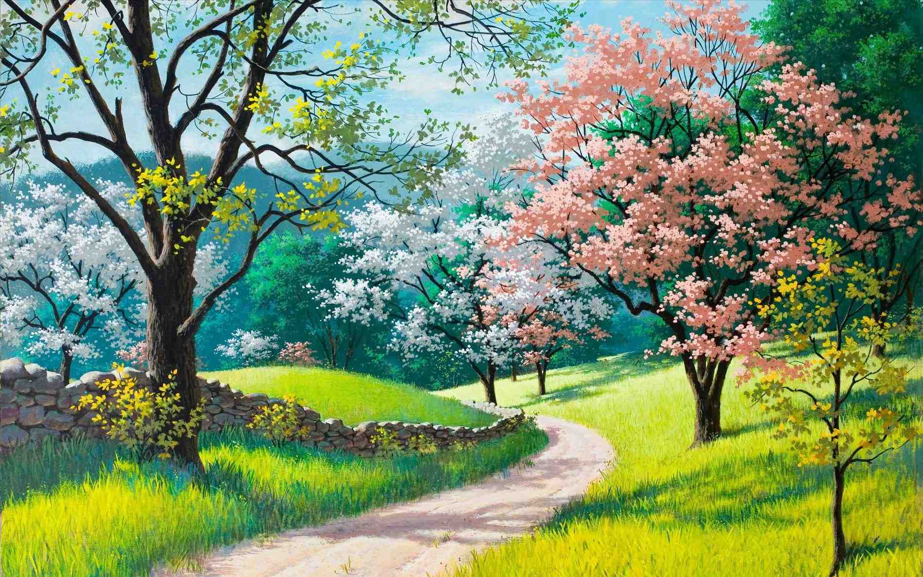 1900x1187 S Spring Landscape Painting Ideas Best Photos Easy Watercolor Of - Watercolor Spring Landscape