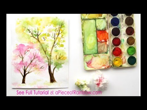 480x360 Easy Watercolor Spring Tree Tutorial - Watercolor Spring Paintings