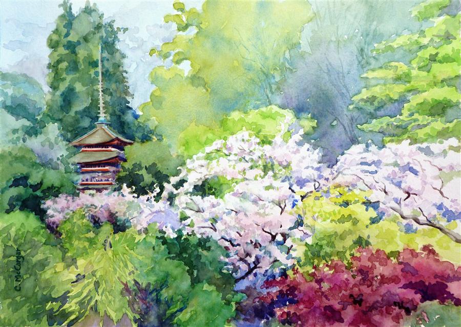900x638 Japanese Tea Garden, San Francisco Catherine Mccargar - Watercolor Spring Paintings