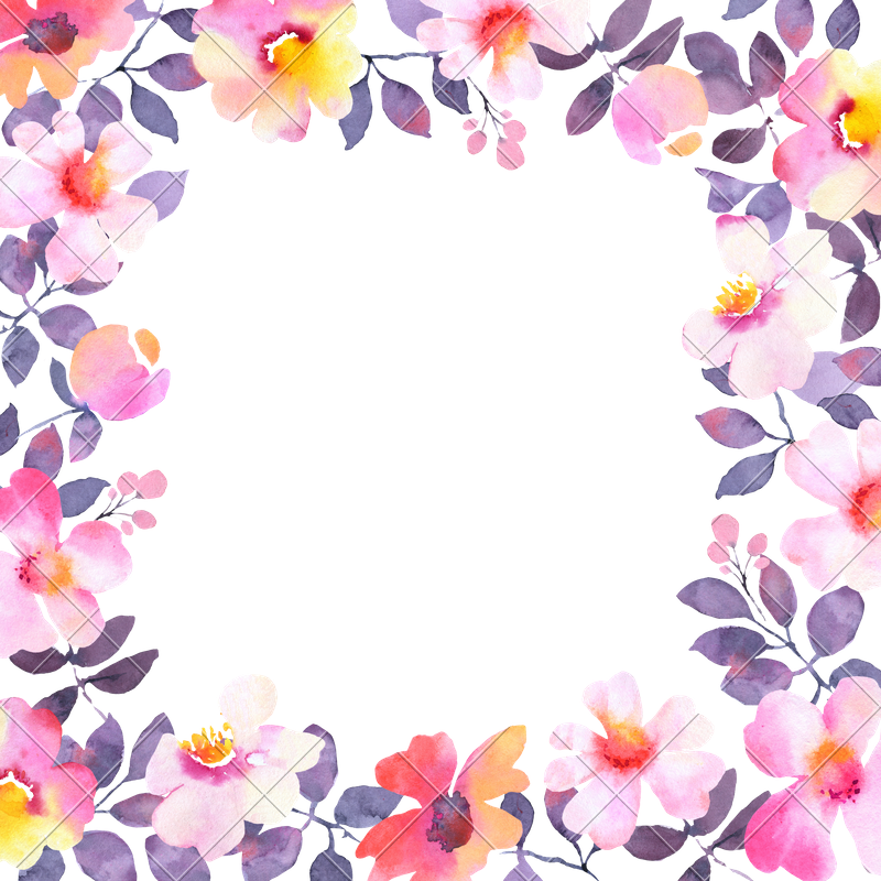 800x800 Modern Watercolor Flower Square Frame Background - Watercolor Square