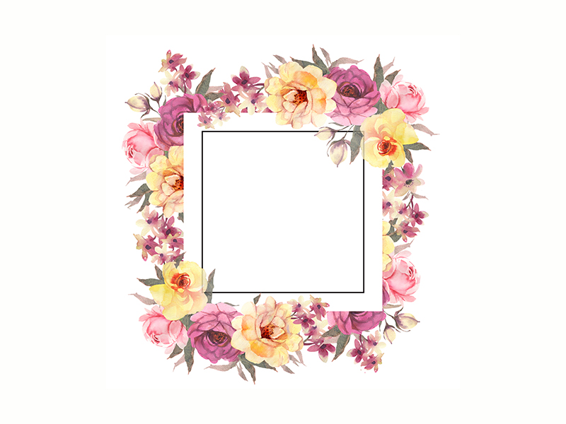 800x600 Roses Watercolor Square Template By Anelia Madjarova - Watercolor Square